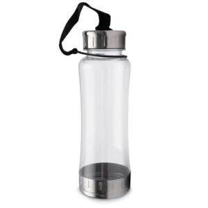 Fotografía de producto de botella reutilizable transparente. Botella reutilizable transparente para catálogo de producto
