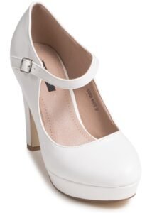 Zapato Mary Jane blanco de tacón con pulsera