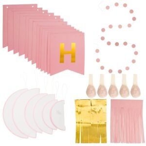 Decoración de cumpleaños con letra H y banderines
